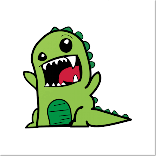 Scary green dinosaur Posters and Art